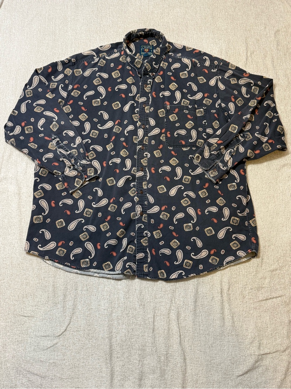 Vintage Chaps Ralph Lauren 3XLT Paisley Shirt 90s Grandpacore Big Tall